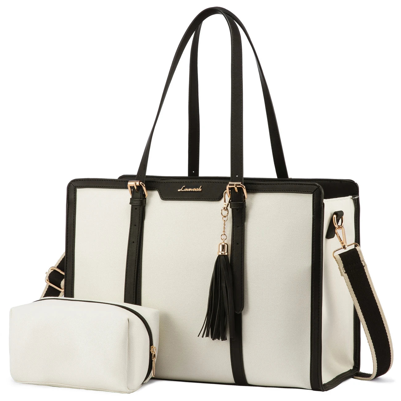 Women, 15.6 inch Canvas Computer bag with Clutch Purse for Business, Travel, Casual
