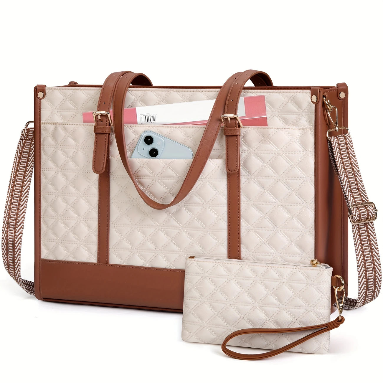Laptop Bag | 15.6 Inch | Faux Leather | Waterproof | Office Business School | Women | Cute