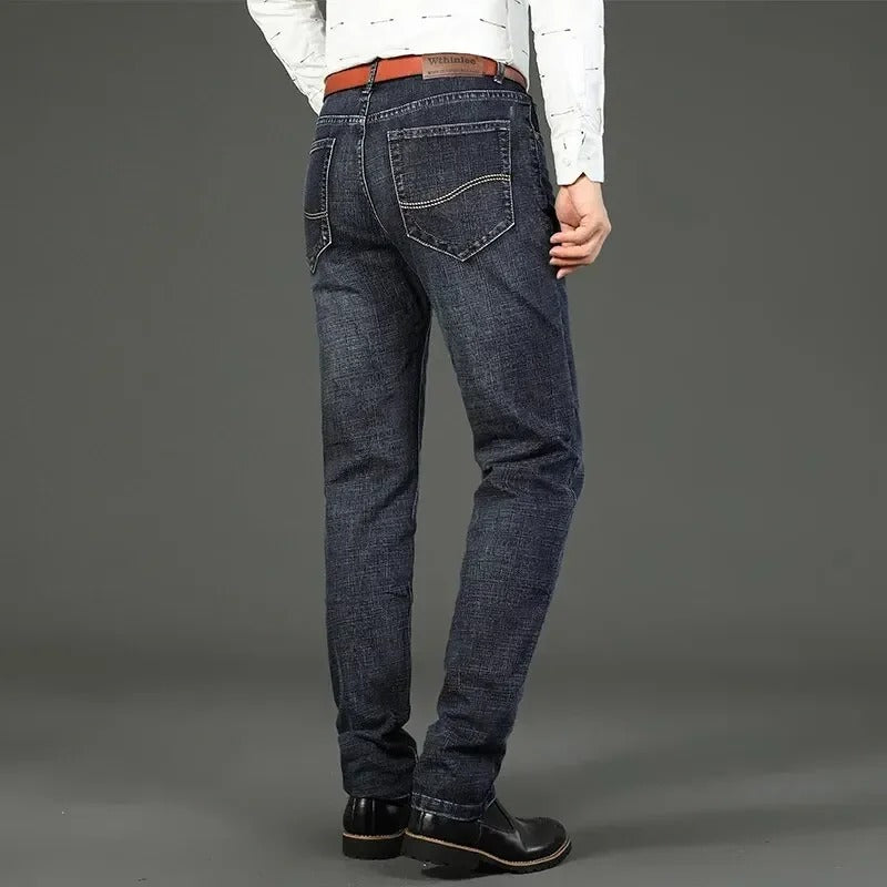 Men’s Business Casual Stretch Straight-Leg Jeans