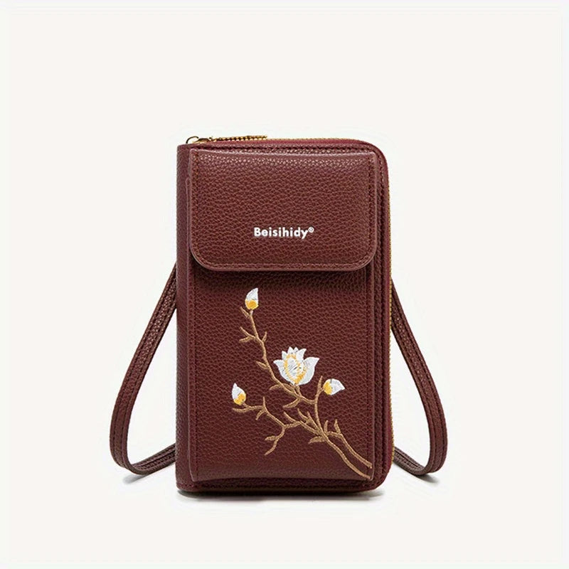 Trendy Embroidered Floral Mini Crossbody Bag for Women