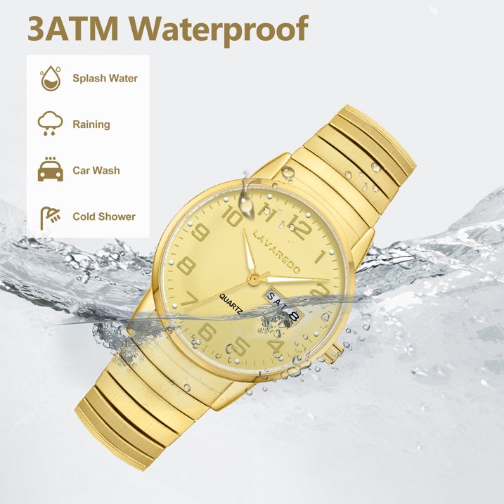 Watches for Men Analog Quartz Watches with Stainless Steel Expansion Band, Waterproof Watches Father's Day Gifts for men
