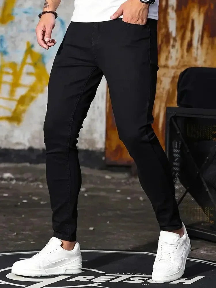 Men's Light Wash Street Style Denim Jeans Black