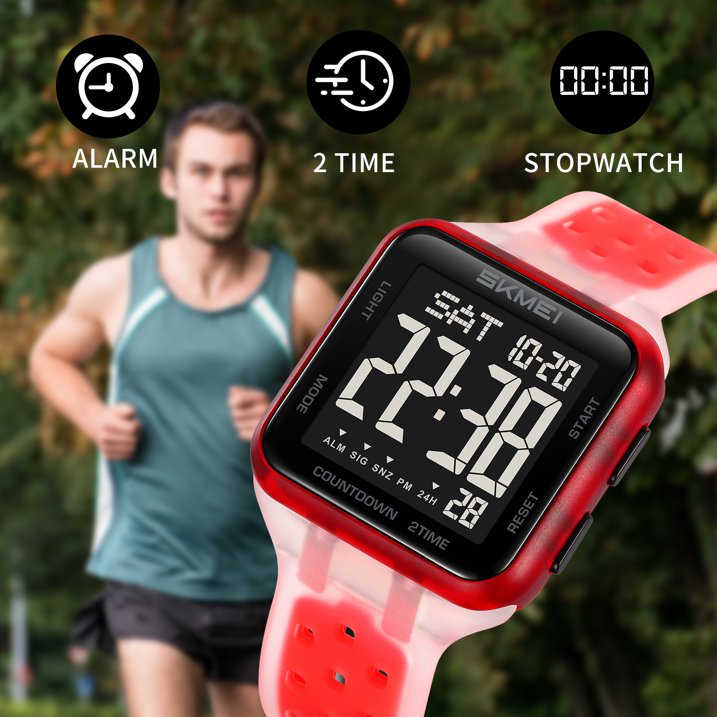 SKMEI Mens Digital Watch Outdoor Sports Waterproof Large Face Wrist Watches with LED Back Ligh/Alarm/Stopwatch