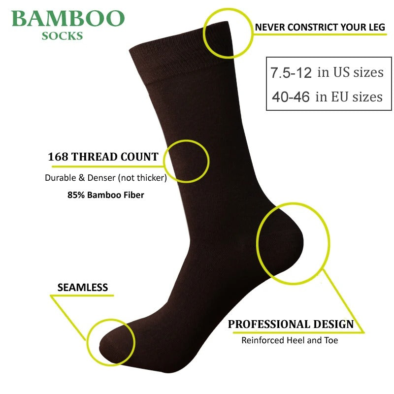 Match-Up Men’s Bamboo Coffee Dress Socks – 6 Pairs