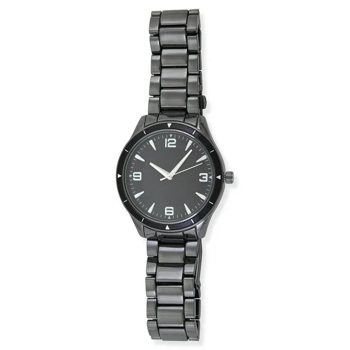 George Mens' Gunemtal Case with Matching Bracelet Wristwatch