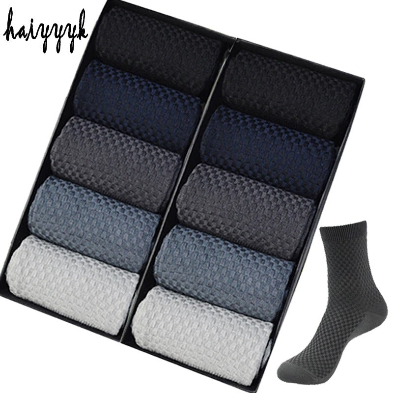 Men’s Bamboo Fiber Business Socks – 10 Pairs