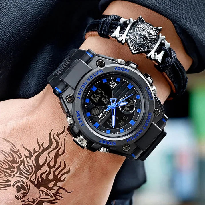 Findtime Men's Military Watch Outdoor Sports Electronic Watch Tactical Army Wristwatch LED Stopwatch Waterproof Digital Analog Watches