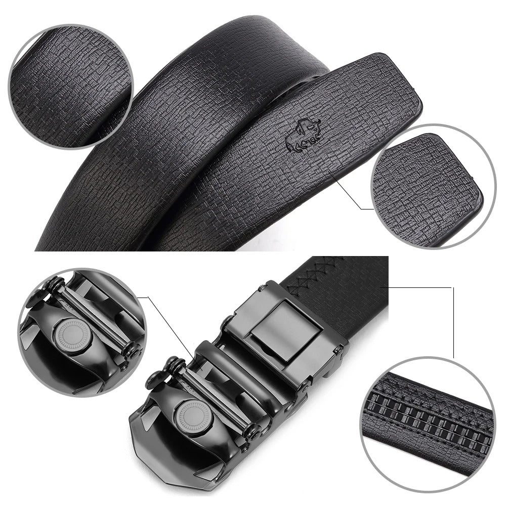 Automatic Buckle Men's Genuine Leather Belt 115cm