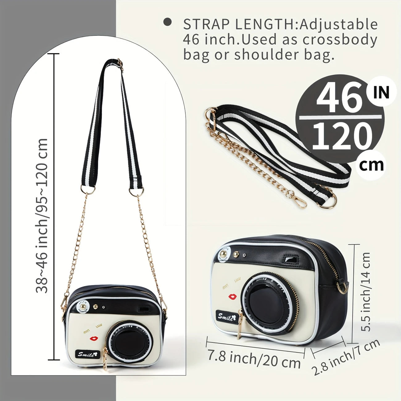Stylish Synthetic Leather Women’s Camera-Inspired Crossbody Bag