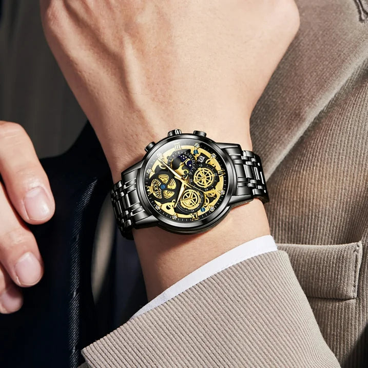 OLEVS Mens Watch Chronograph Luxury Diamond Dress Business Analog Quartz