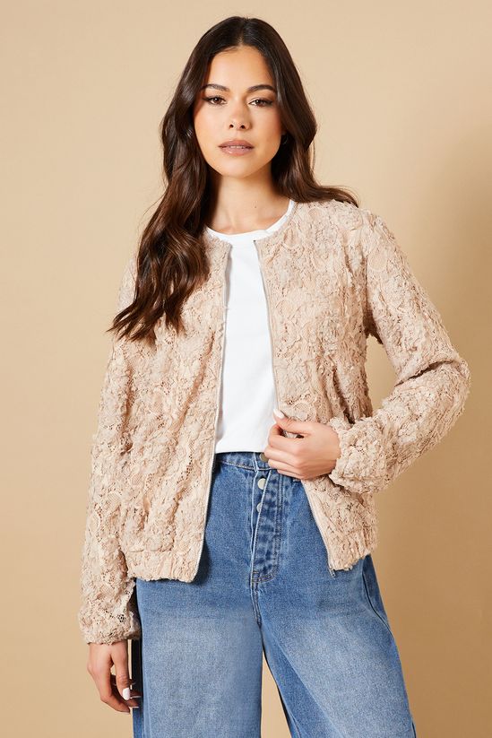 3D Floral Lace Bomber Jacket