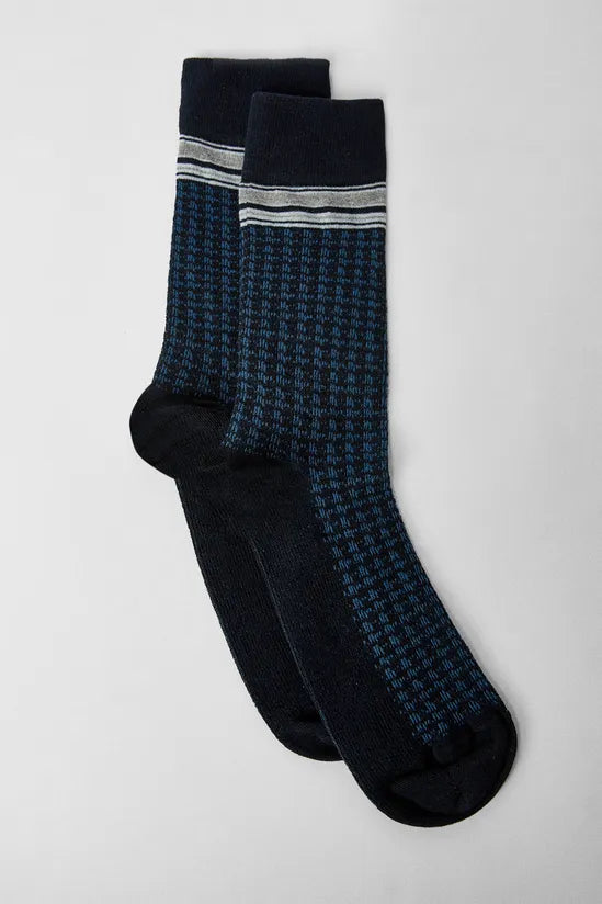 Navy Single Jacquard Socks