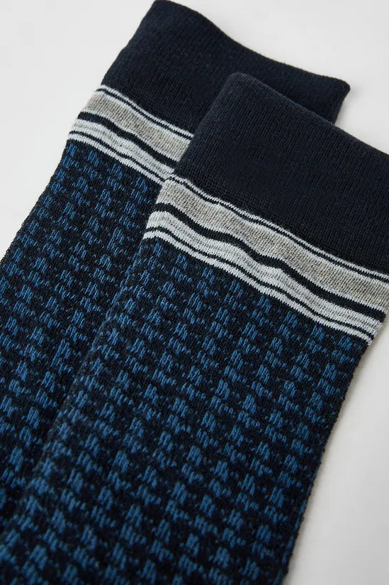 Navy Single Jacquard Socks