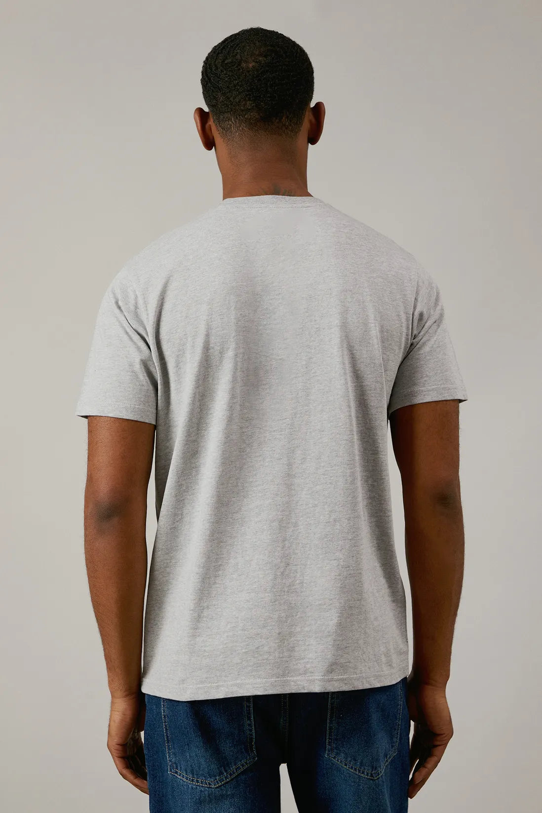 Grey Marl Plain Crew Neck T-shirt