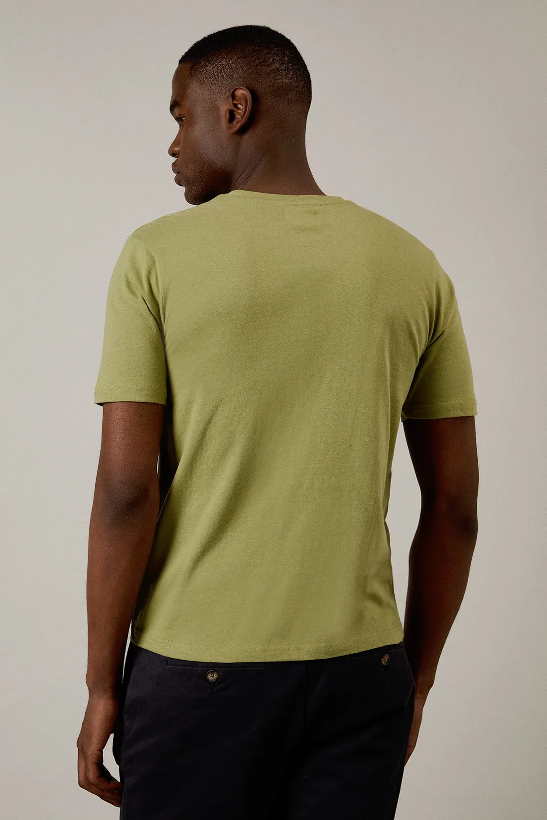 Khaki Grandad Neck T-shirt