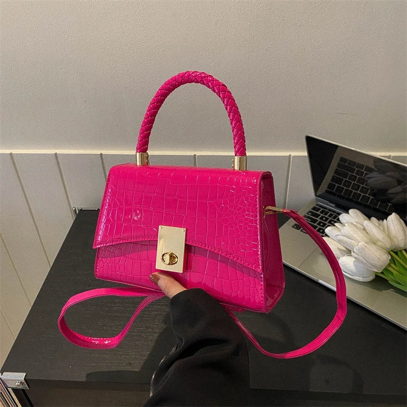 Women's Crossbody Bag - Stone Pattern Glossy Shoulder Bag