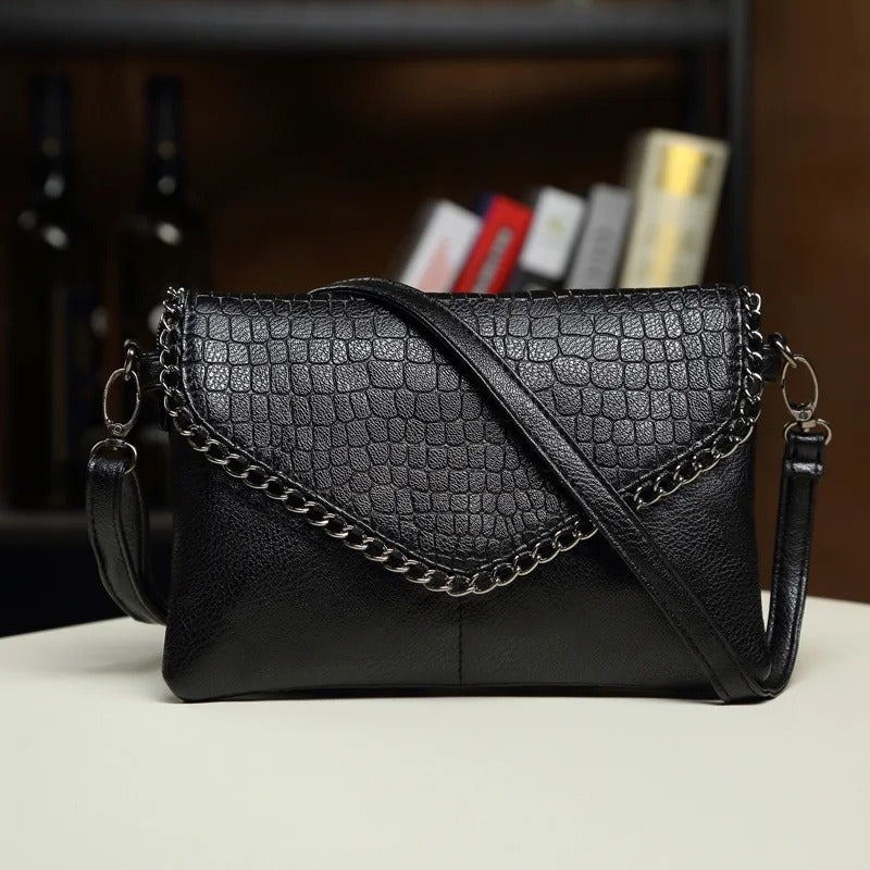 Stone Print Chain Clutch