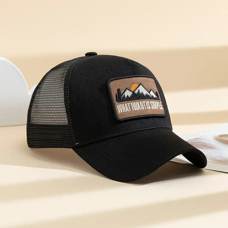 Breathable Mesh Mountain Patch Trucker Cap