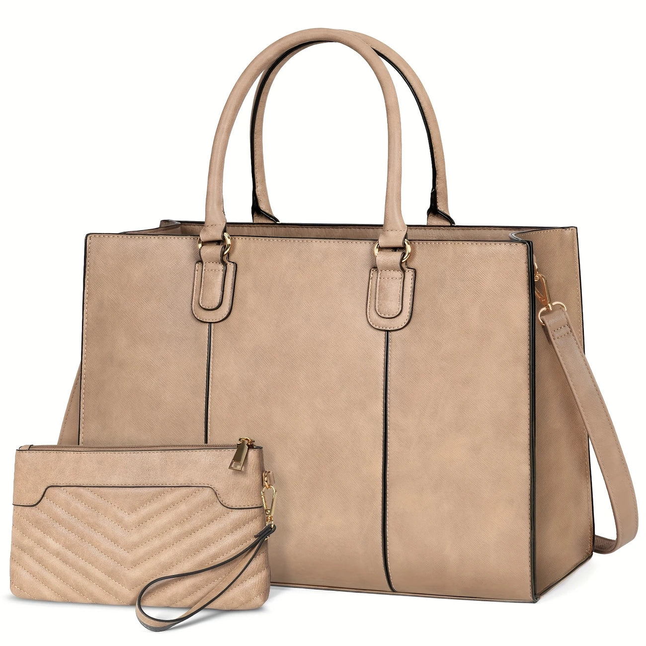 Women 15.6 Inch Work Tote Bags Computer Bag With Clutch Purse Professional Office Briefcase Handbag For Business Travel
