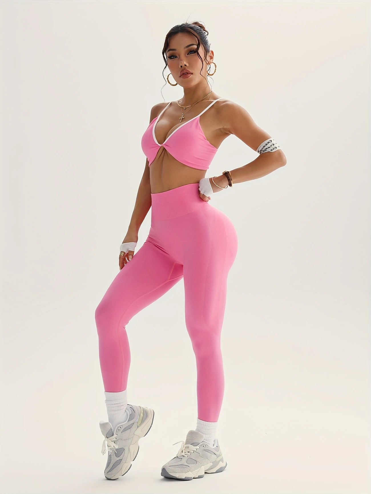 European and American Women'S Sports Bra and Long Pants Activewear Set