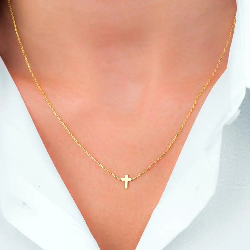 Elegant Golden Cross Pendant Necklace
