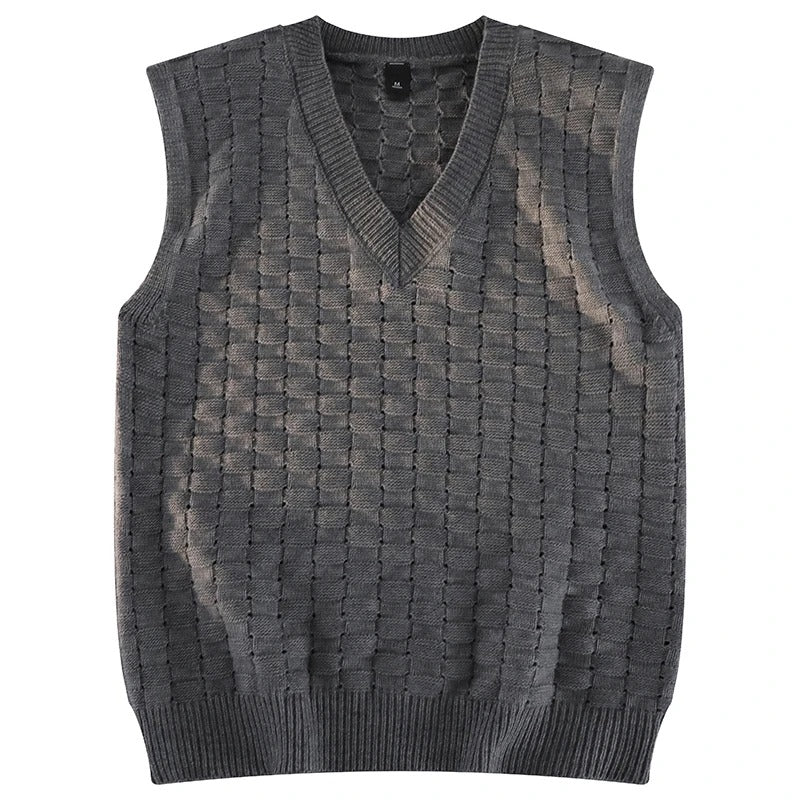 Men's Jacquard Checkered Knit Sweater Vest