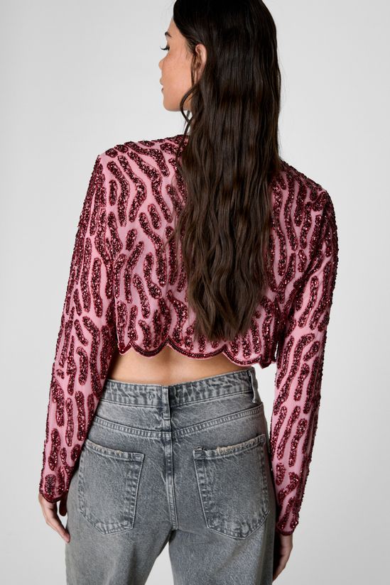 Zebra Hand Embellished Two Tone Scallop Jacket