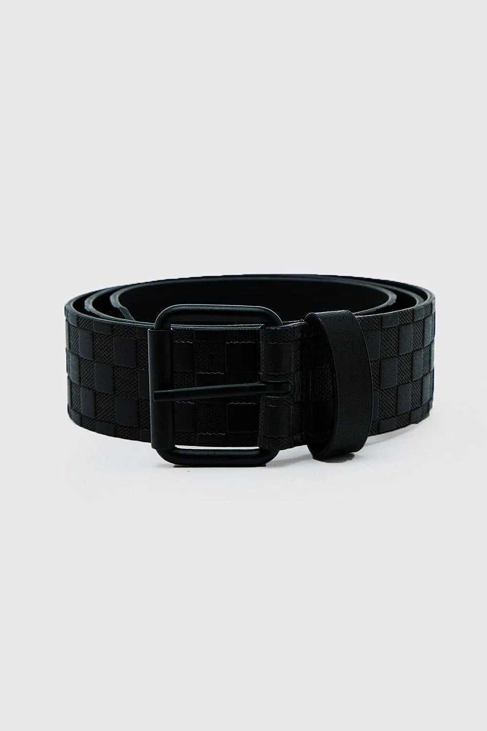 Faux Leather Embossed Checkerboard Belt