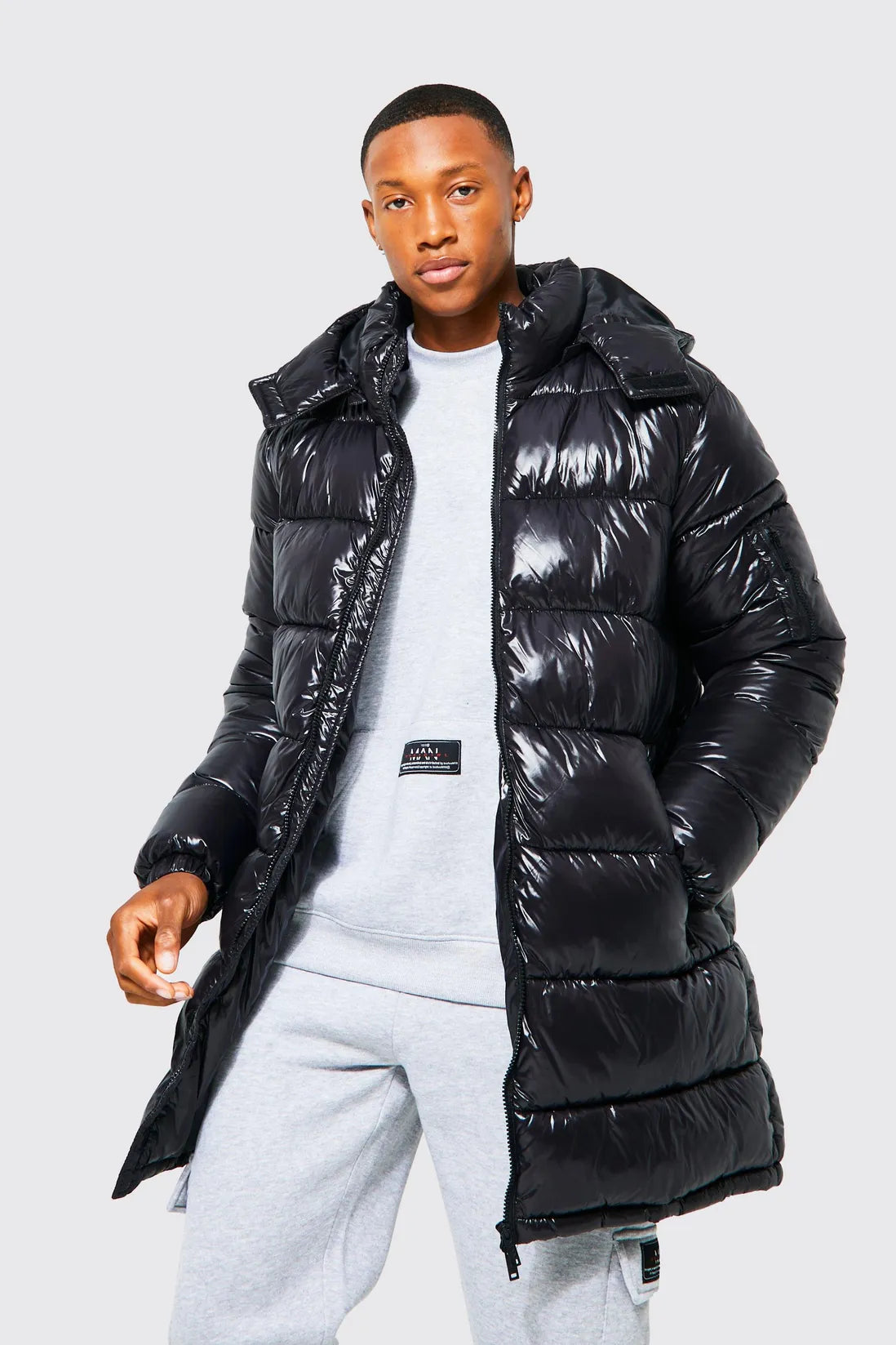 High Shine Hooded Longline Parka