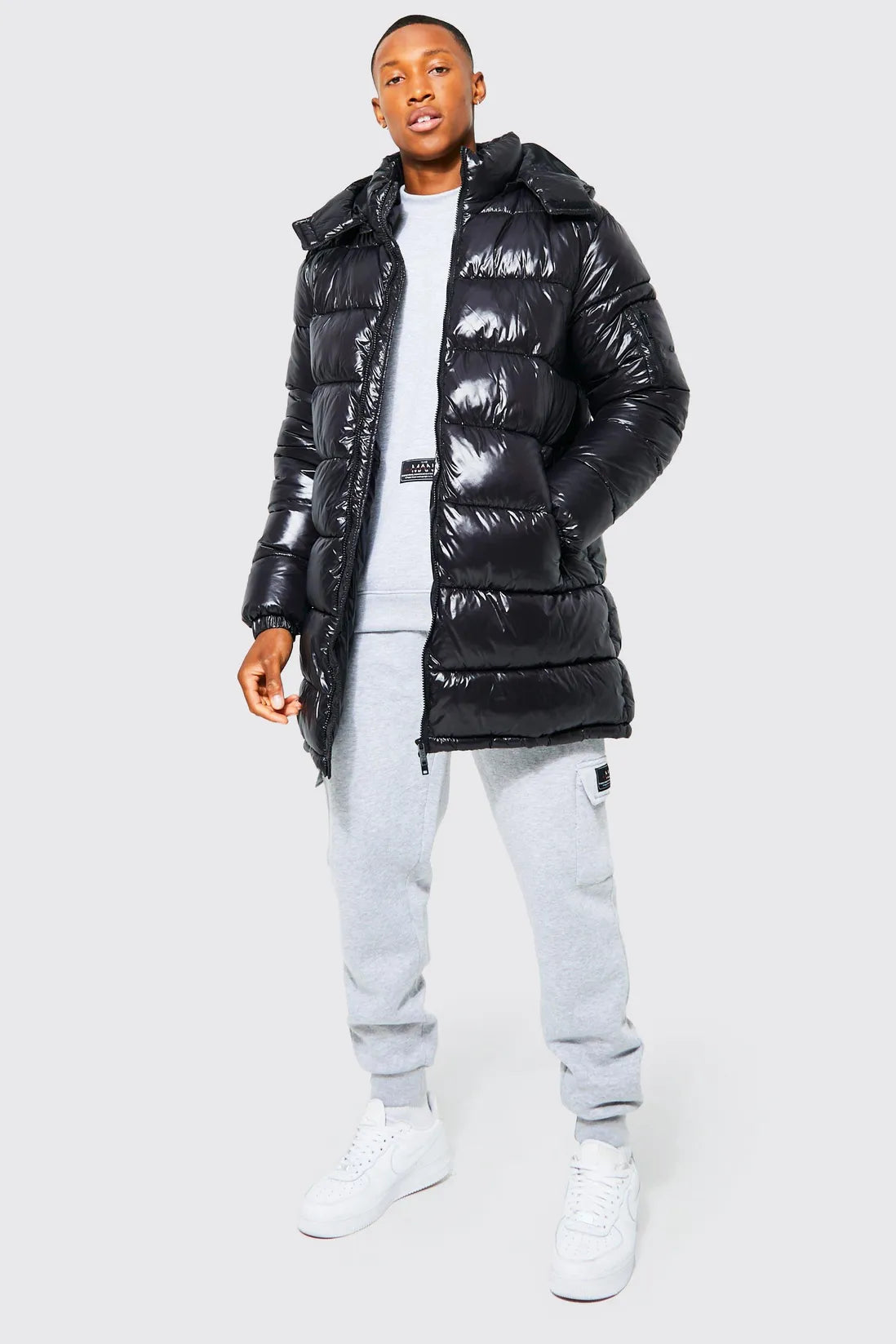 High Shine Hooded Longline Parka