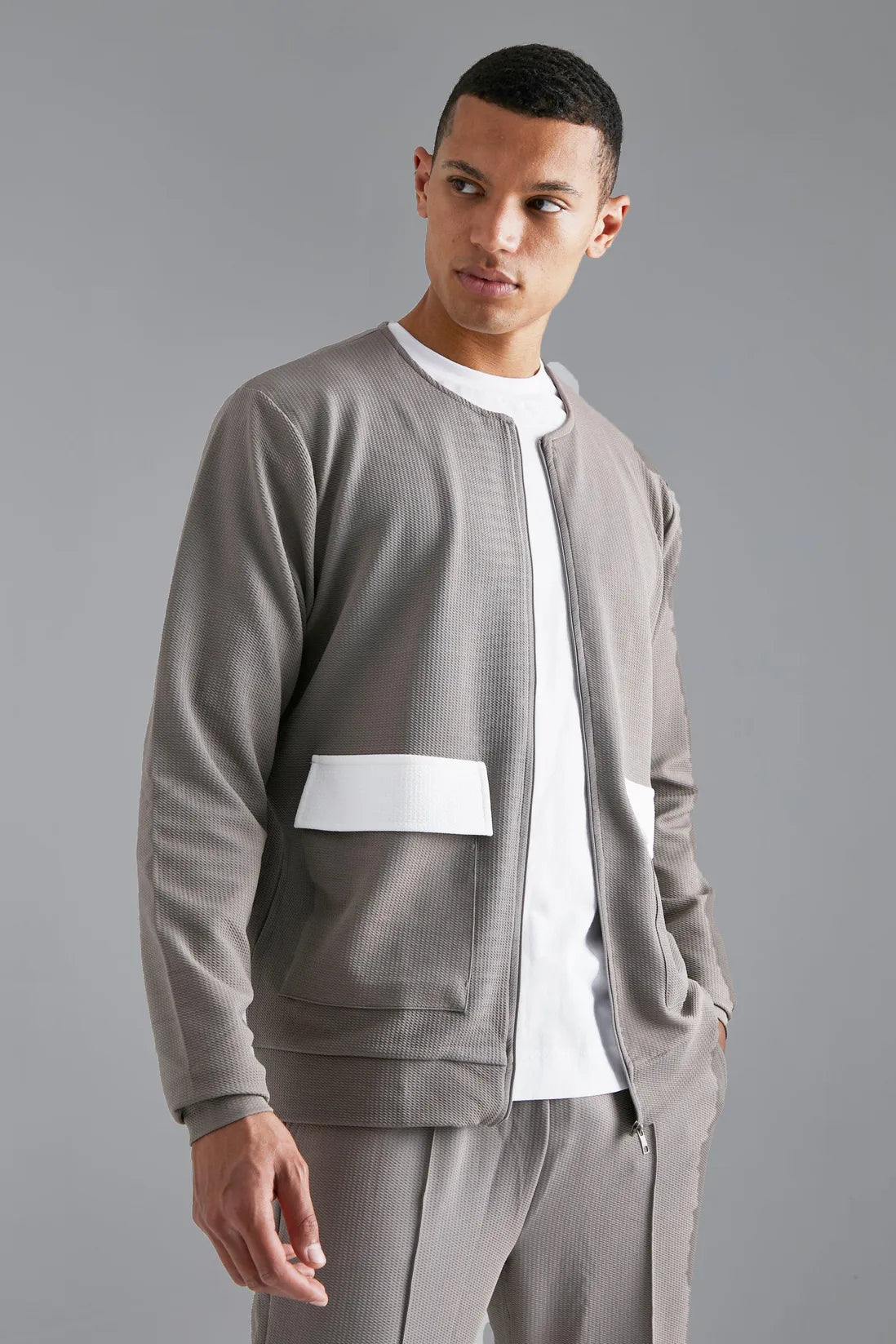 Tall Jersey Textured Bomber Jacket