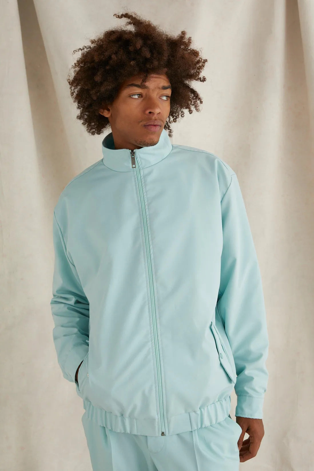 Oversized Funnel Neck Tailored Jacket