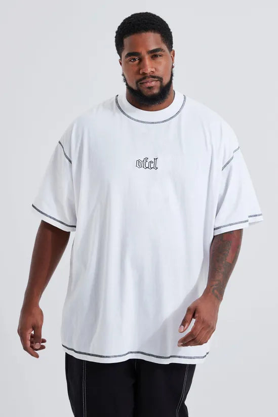 Plus Oversized Ofcl Contrast Stitch T-shirt