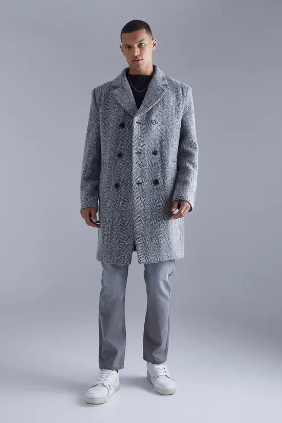Tall Wool Look Herringbone Overcoat Jackets