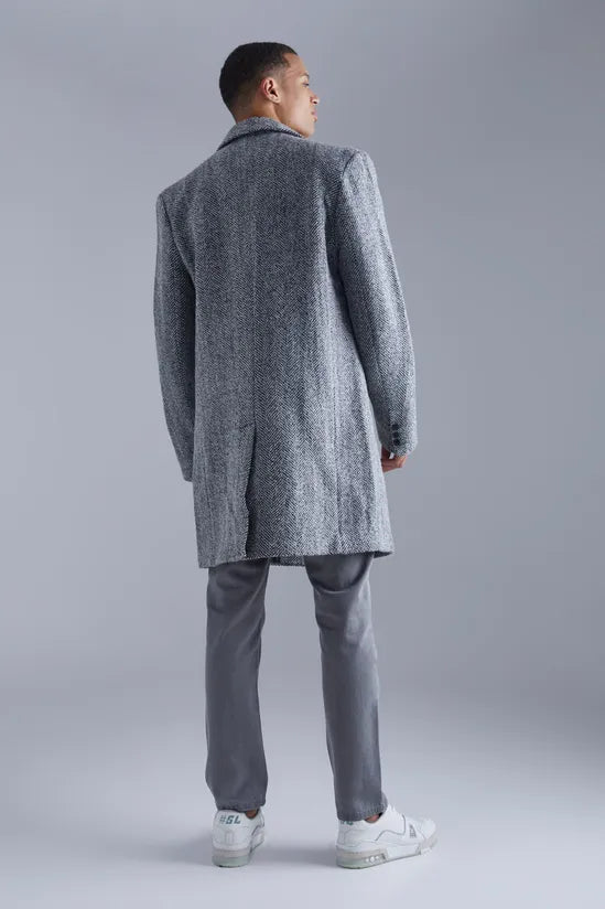 Tall Wool Look Herringbone Overcoat Jackets
