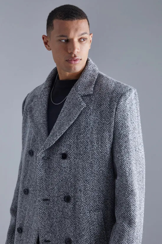 Tall Wool Look Herringbone Overcoat Jackets