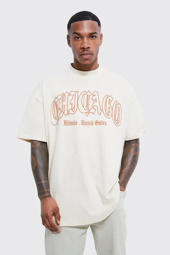 Oversized Chicago Print T-shirt