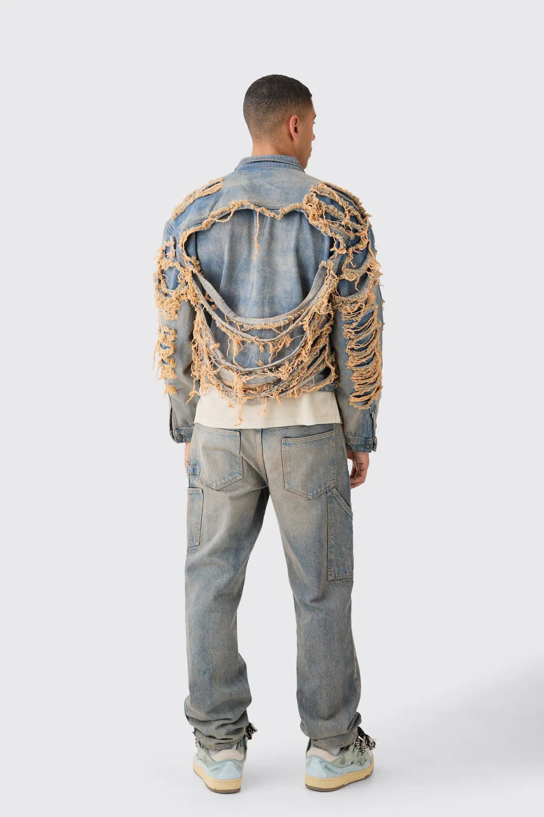 Boxy Fit Extreme Ripped Denim Jacket
