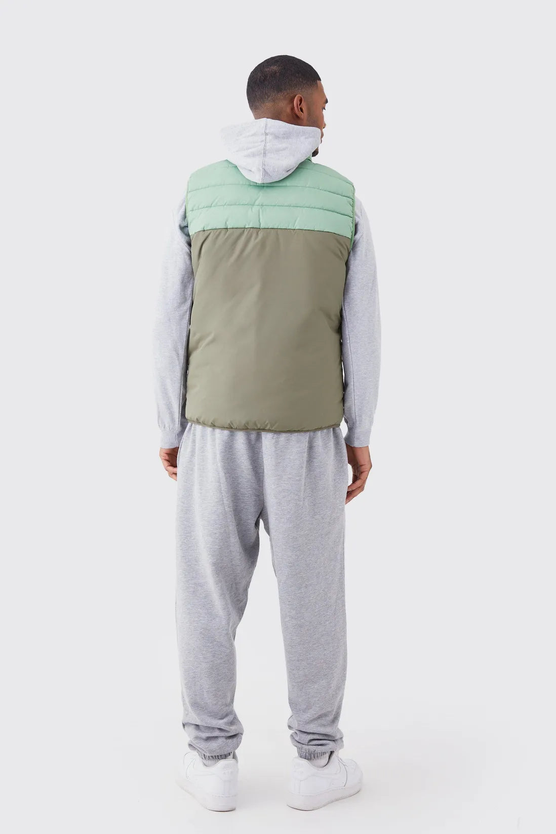 Tall Man Colour Block Quilted Funnel Neck Gilet