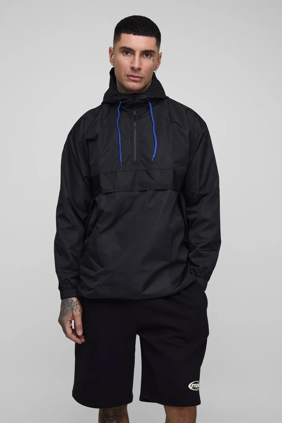 Tall Oversized Hooded Half Zip Windbreaker