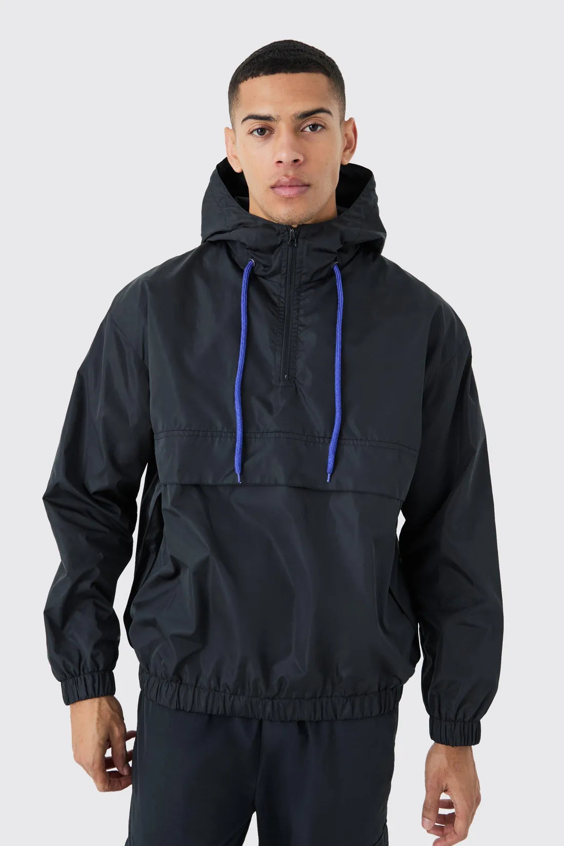 Oversized Hooded Half Zip Windbreaker