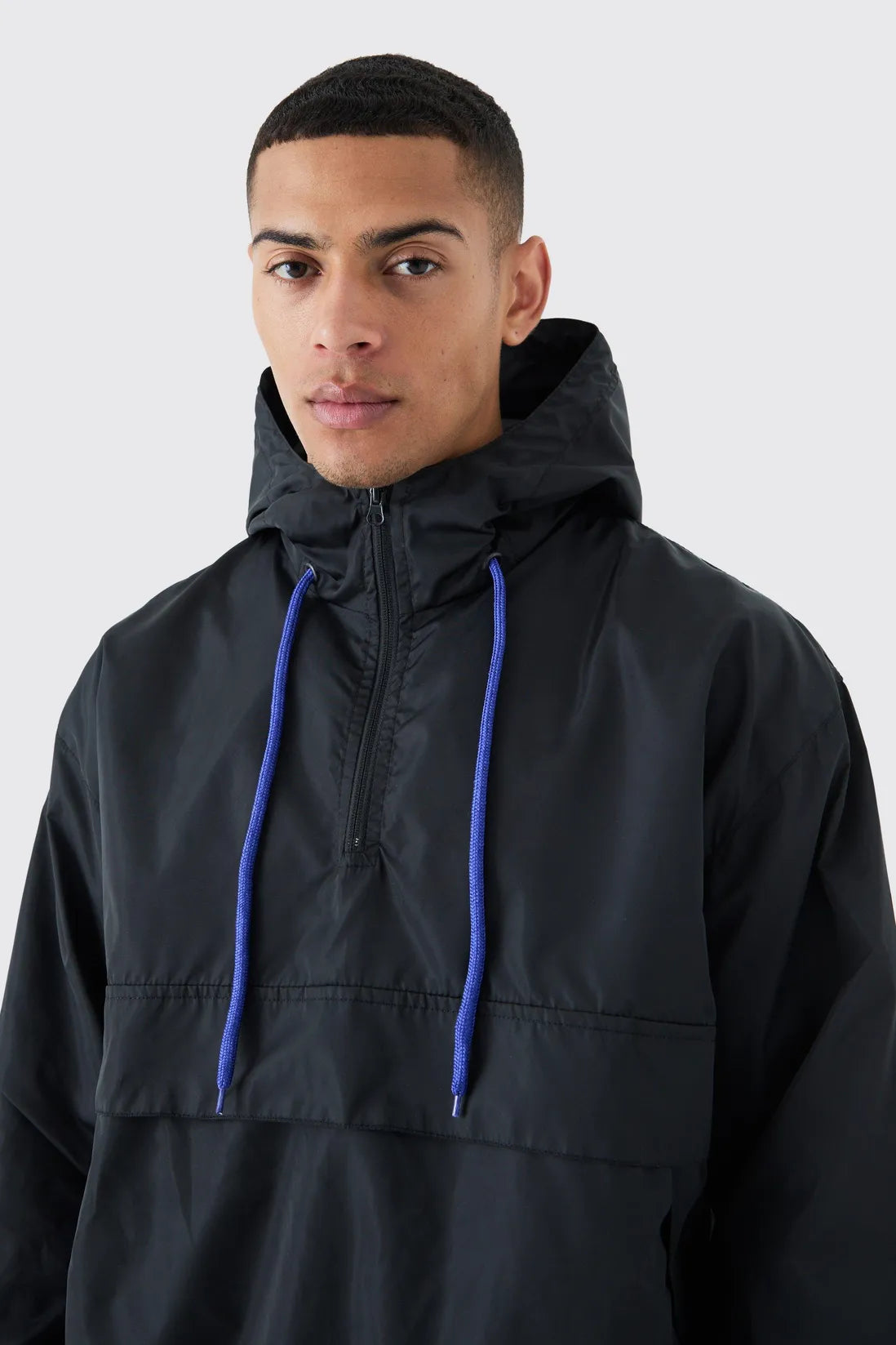 Oversized Hooded Half Zip Windbreaker