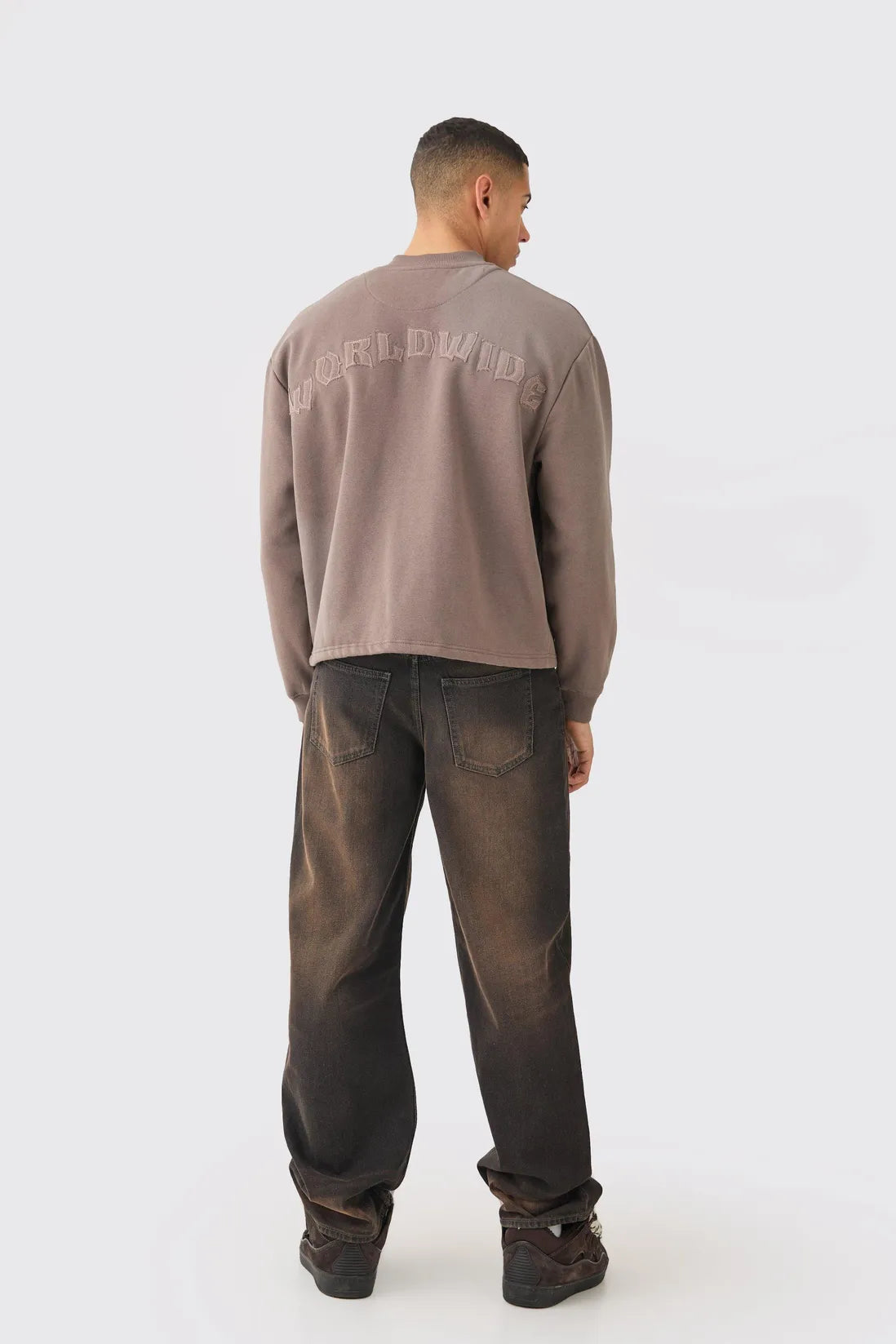 Oversized Boxy Washed Seam Applique Jersey Bomber Jacket