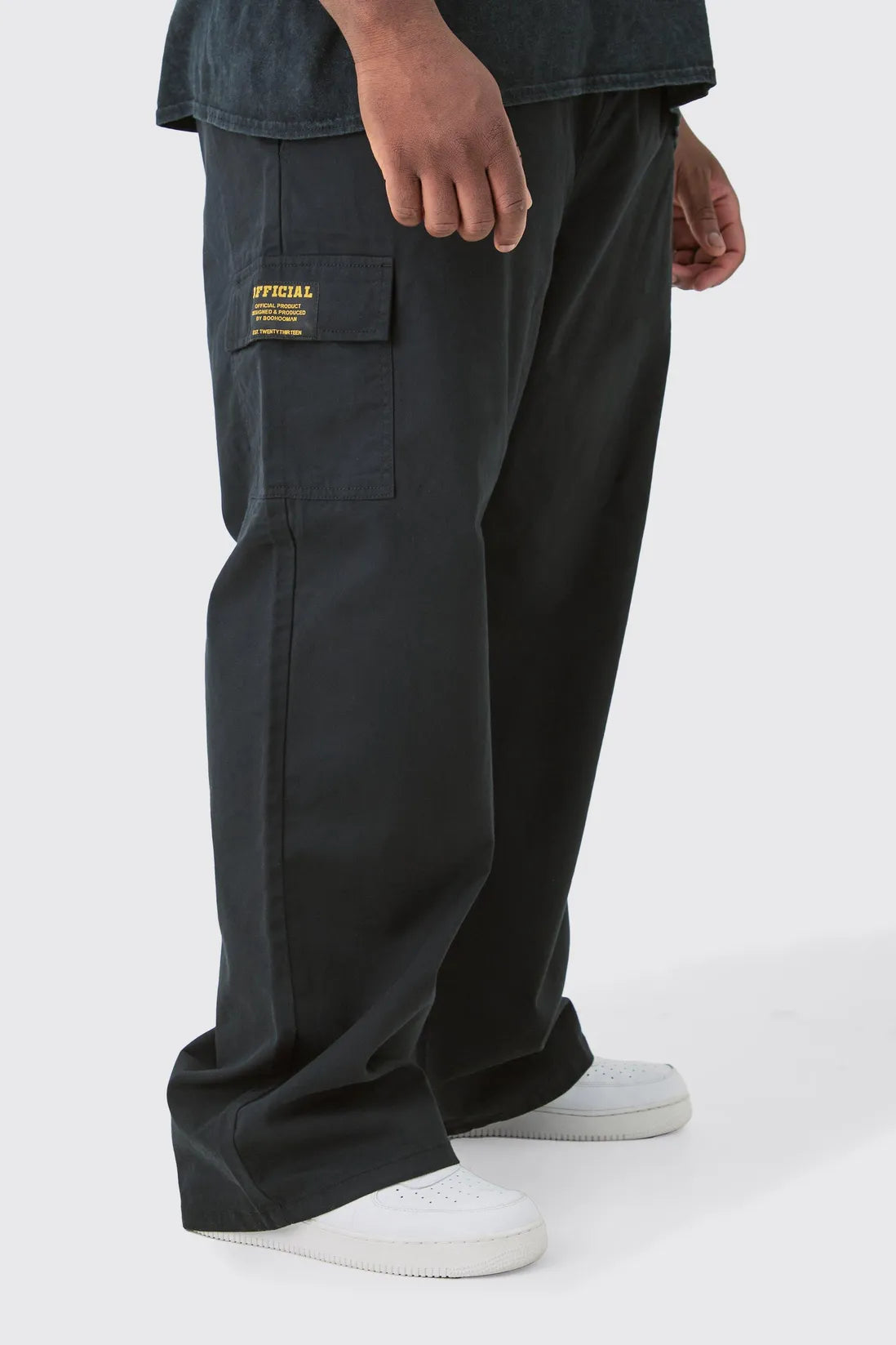 Plus Elasticated Waist Twill Relaxed Fit Cargo Tab Trouser