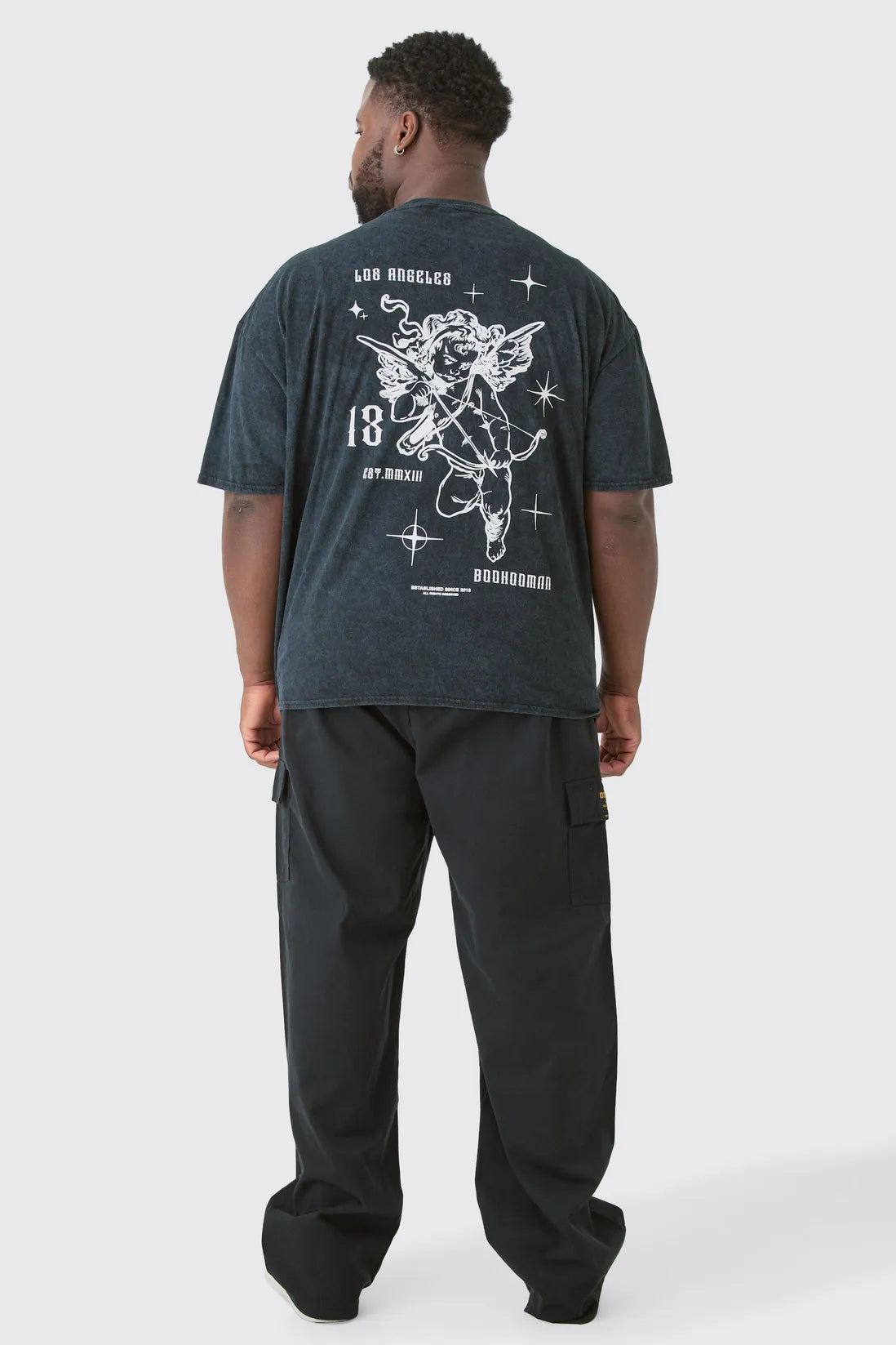 Plus Elasticated Waist Twill Relaxed Fit Cargo Tab Trouser