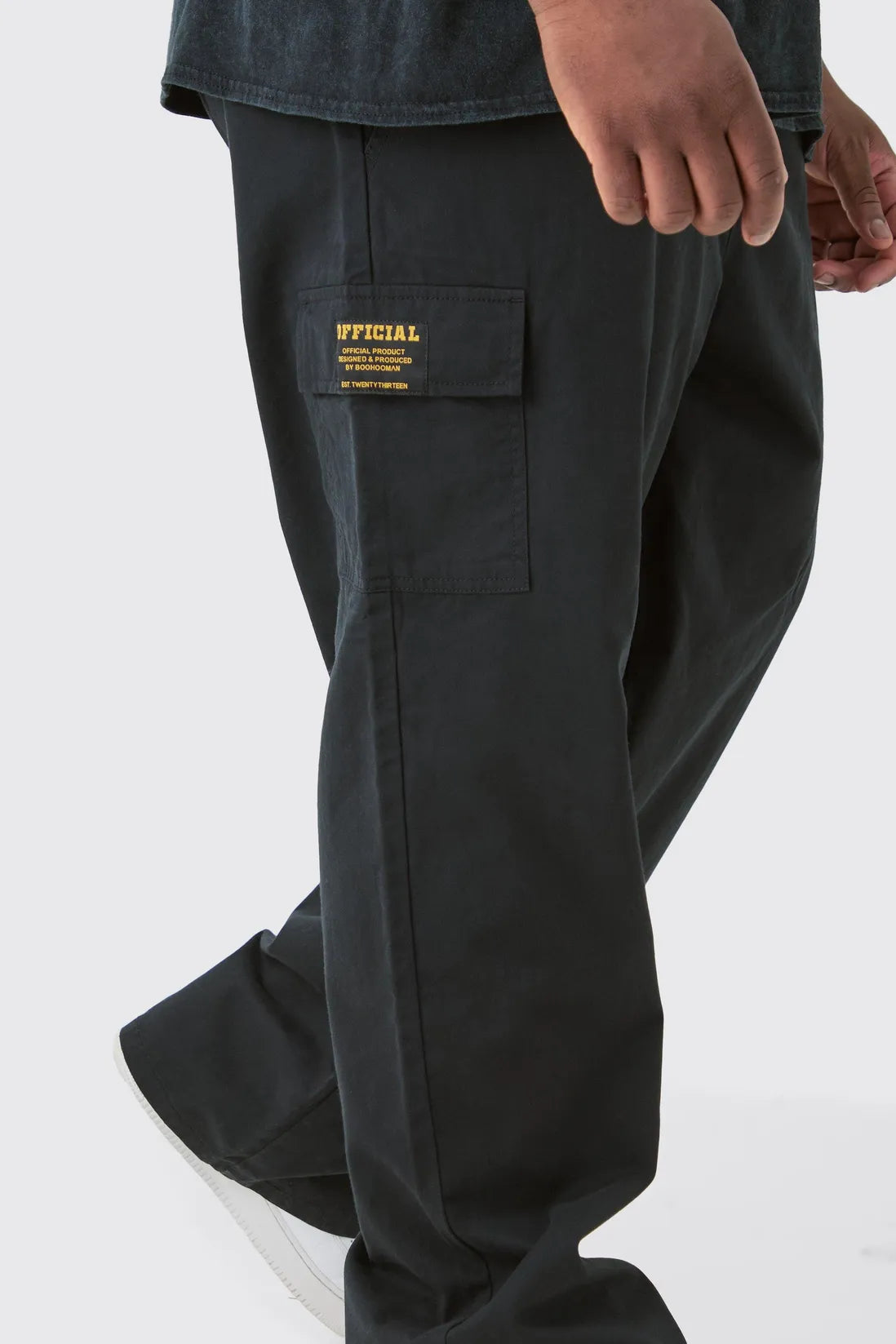 Plus Elasticated Waist Twill Relaxed Fit Cargo Tab Trouser