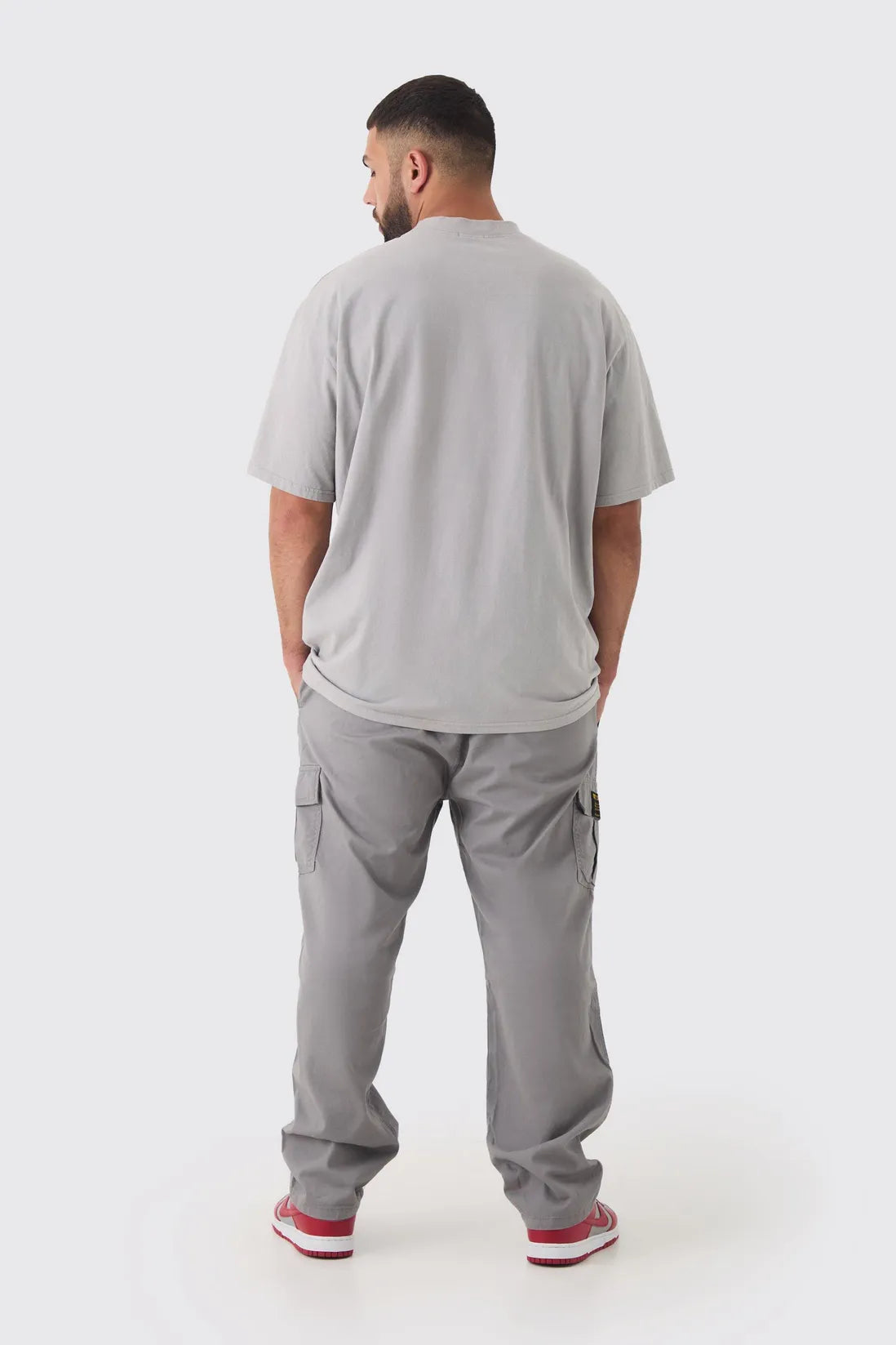 Plus Elastic Waist Straight Fit Cargo Trousers
