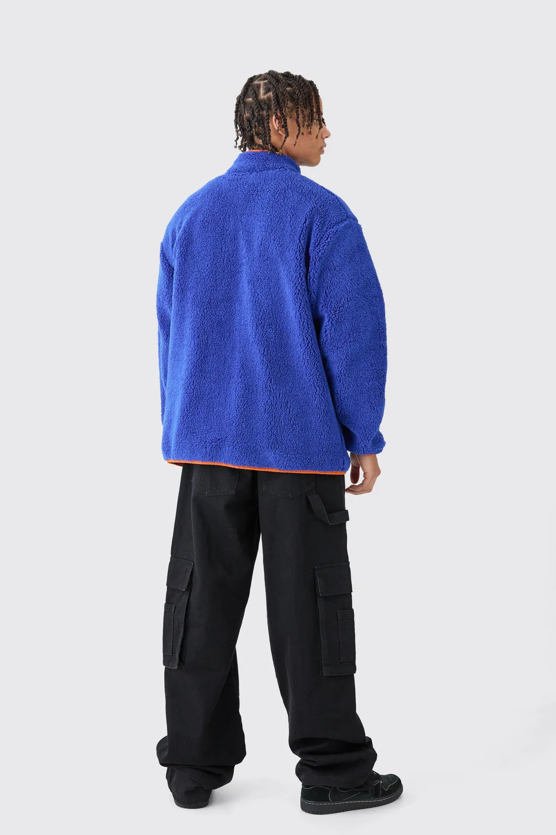 Oversized Contrast Borg Jacket