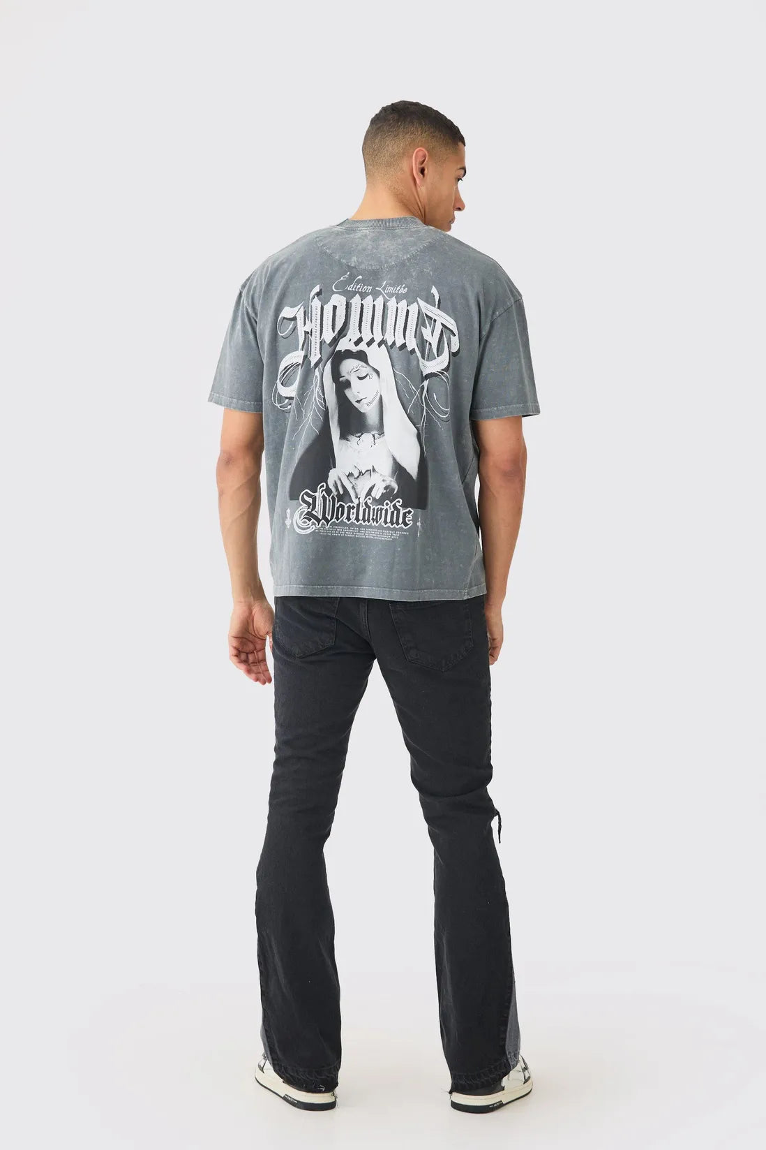 Slim Flare Distressed Gusset Panel Jeans