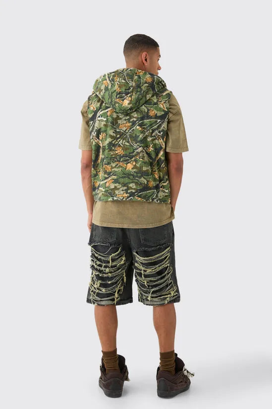 Reversible Camo Twill Gilet Jacket
